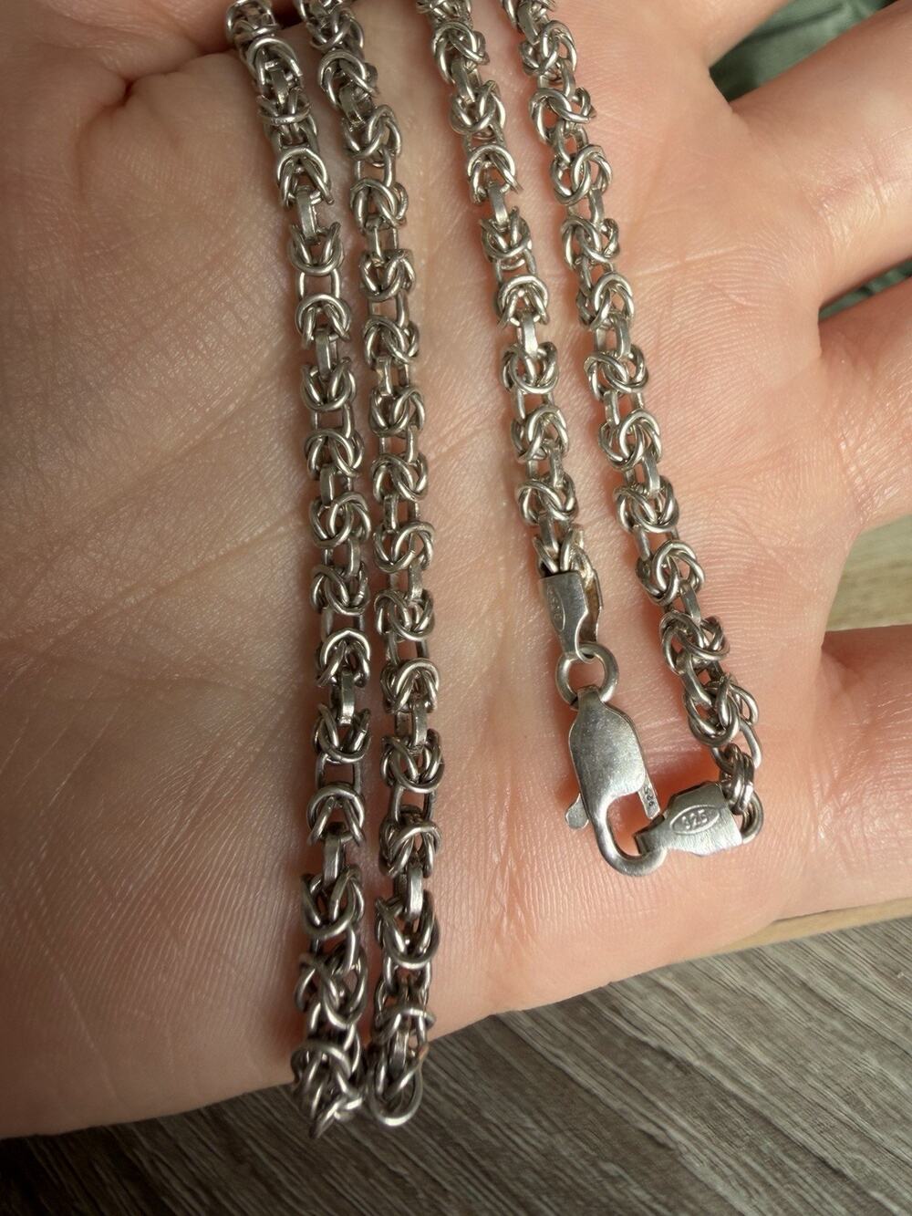 Real S925 Italy Sterling Silver Necklace Women Man Byzantine Chain 18inch